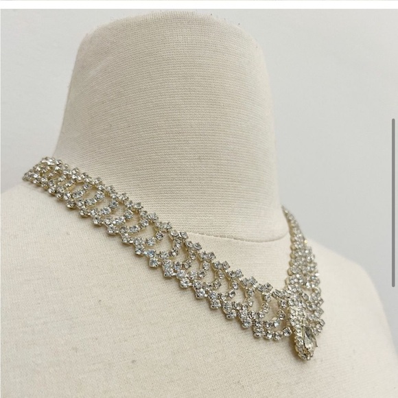 Incredible MCM 50s / 60s ESTATE Vintage Royal Edwardian Rhinestone Necklace - Picture 5 of 9
